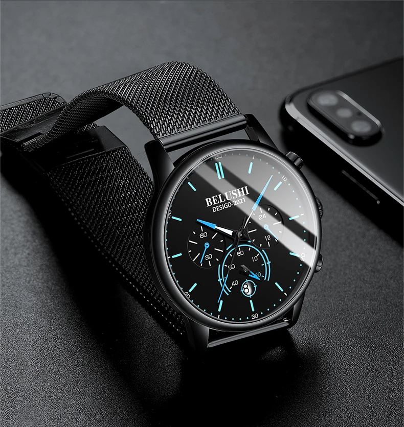 2022 Fashion Men's Watches Top Luxury Brand Sport Men Watch Quartz Luminous Waterproof Chronograph Wristwatch Relogio Masculino
