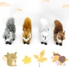 Simulation Mini Squatting Squirrel Model Cute Imitation Fox Ornaments Children Birthday Gifts Home Decor Plush Figures Craft 3