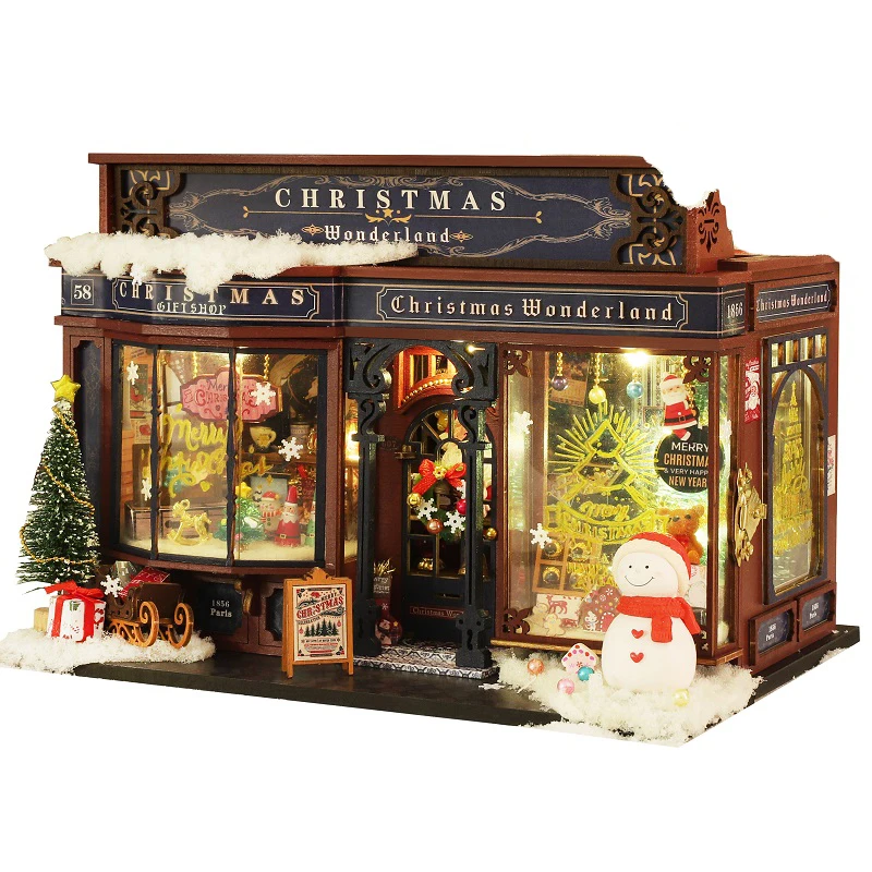 DIY Wooden Miniature Model Kit Christmas Wonderland Cottage Casa