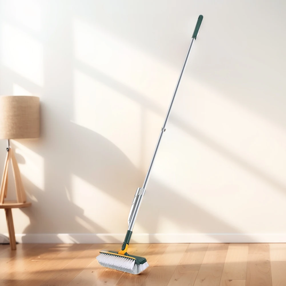 3 in 1 Floor Scrub Brush Long Handle Multifunction Scrape Brush 180°Rotating Stiff Bristle Brush for Bathroom Tub Tile