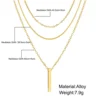 Collier empilable à trois couches en argent Sterling 925 pour femmes, pendentif à bande Simple, étanche, hypoallergénique, chaîne de clavicule, bijoux