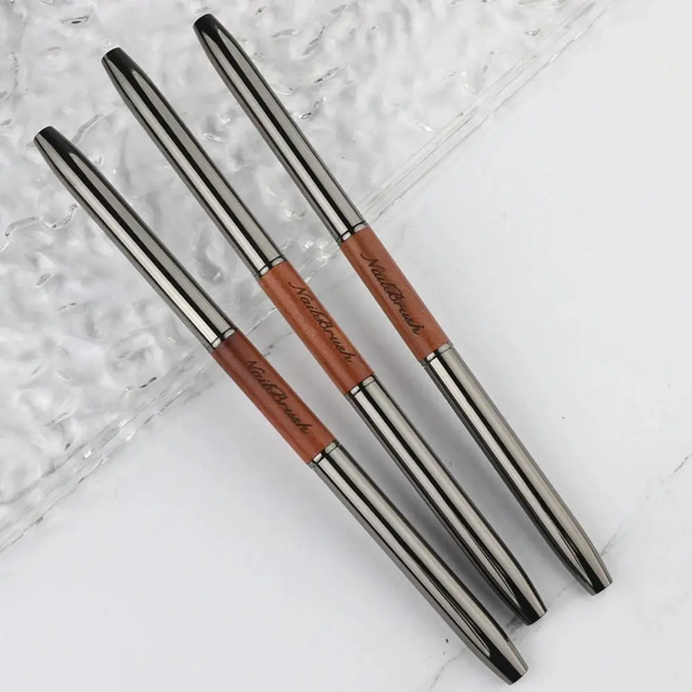 New Sandalwood Pole Nail Art Brush Dual-ended Professional Nail Liner Brush Nail Art Painting Pen Gel Nail Application