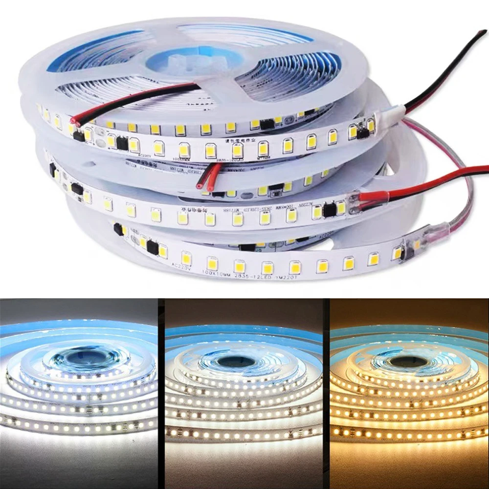 

AC 110V Led Strip Light 2835 120LEDs/M 5M 10M IP20 IP67 Waterproof White Warm White Nature LED Tape For Decoration Room