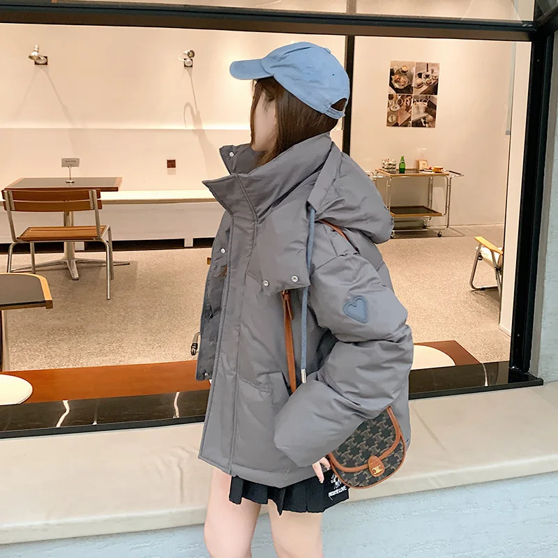 

2022023 New Thickened Warm Hooded Padded Cotton Women's Short Style Versatile College Style Simple Western Style Bread Clothes