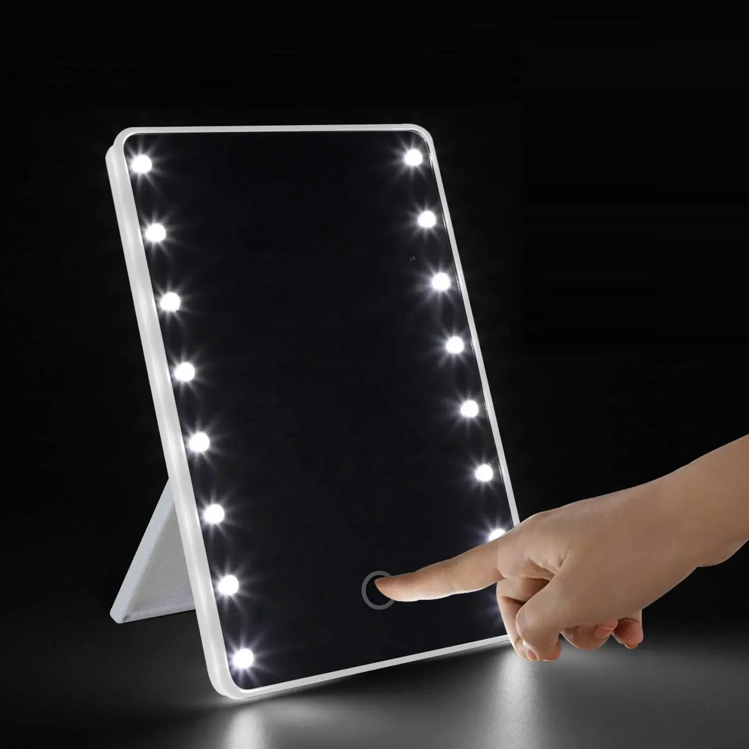 Vanity Makeup Mirror With lights Cosmetic Mirror Touch Switch Portable USB Charge or Battery Power Folding Stand Travel Handheld makeup mirror hand holding mirror