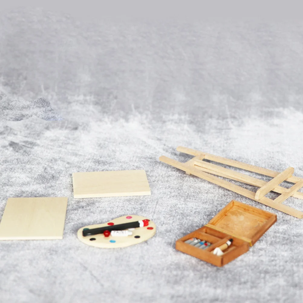 Dollhouse Painter Miniature Easel Model Adornment Home Decorations Ornament Furniture Painting Board Wooden Drawing sketch easel wooden easel wood table easel painting board