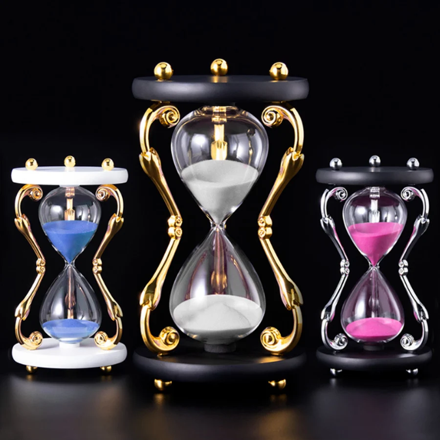 

30 Minutes Time Hourglass Timer Living Room Office Sand Clock Watch Hour Glass Sand Timer Desktop Decor Wood Metal Hourglass