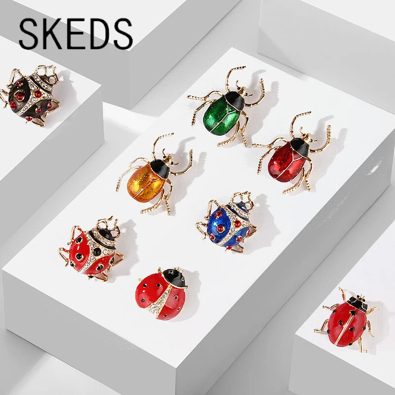 SKEDS Fashion Pearl Crystal Bee Women Brooch Pin Drip Glaze