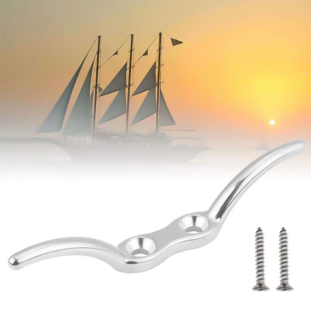 

2.5 Inch Marine Boat Flagpole Cleat Hook With Screws Stainless Steel 65 Mm Silver Boat Flagpole Cleat Hooks