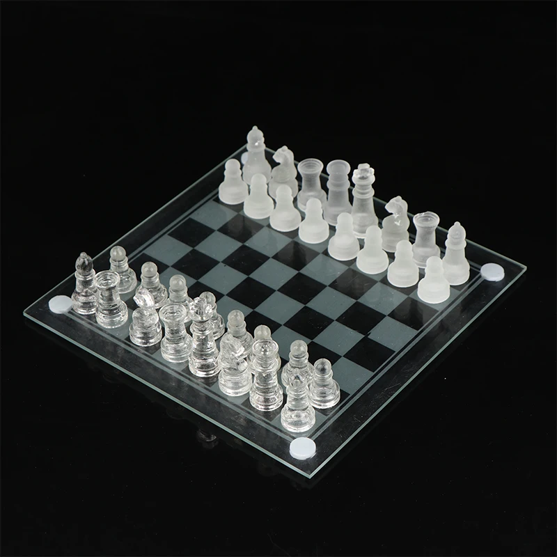 New GlassCraft Crystal Glass Chess Set Acrylic Chess Board Anti-broken Elegant Glass Chess Pieces Board Game Family Chess Game