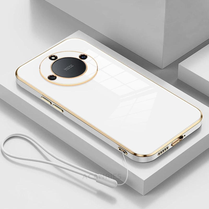 Magic5lite Luxury Plating Lanyard Silicone Case For Honor Magic 5 6 Magic5 Magic6 Lite X9a X9b 90 70 Pro Shockproof Soft Cover_voghion.com