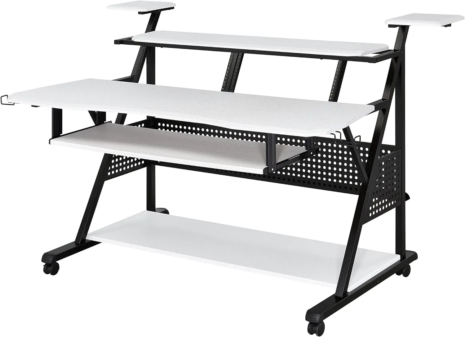 

Acme Furniture Rectangular Music Desk Table with Wheels, White and Black