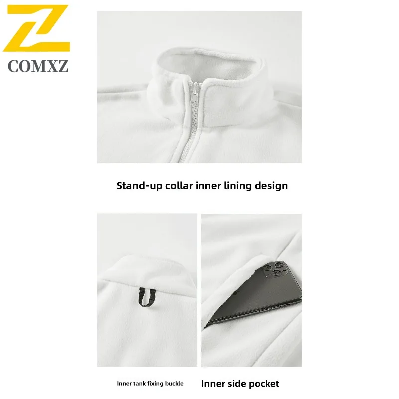 COMXZ Men Adventure Jacket Thickened Outdoor Windproof Motorcycle Jacket Fashion Hooded 3-in-1 Lightweight Winter Clothing