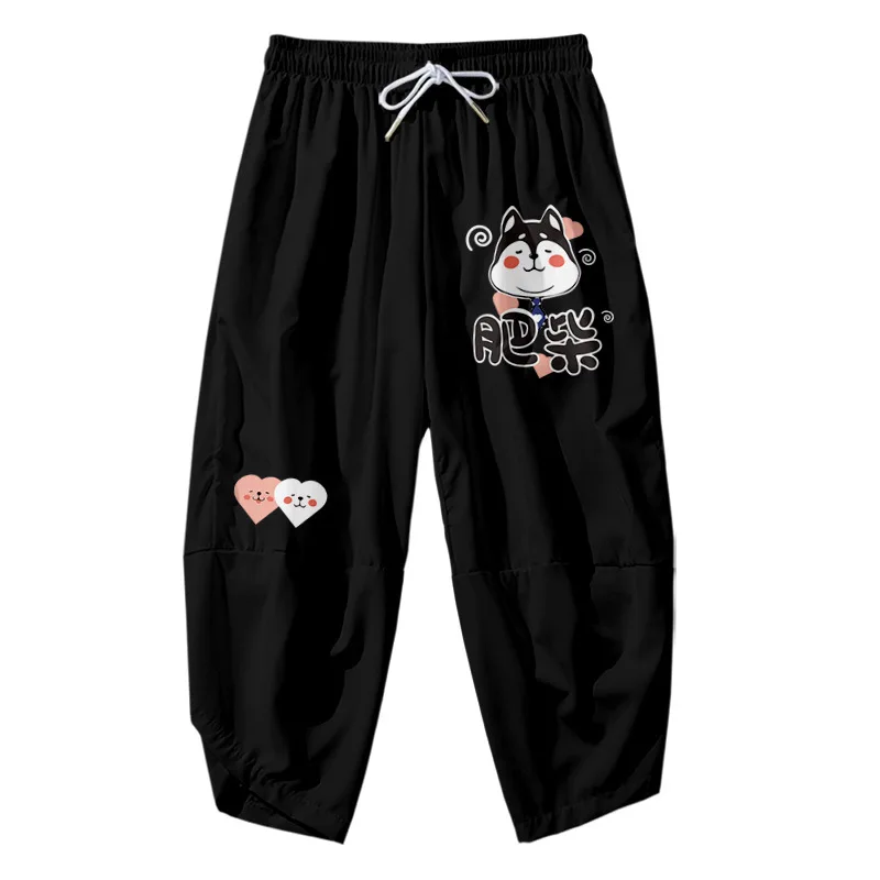 Fashion Men Cute Dog Shiba Inu Print Harem Pants Loose Traditional Asian Haori Trousers Japanese Streetwear Kimono Pants japanese kimono,japanese kimono cardigan,japanese kimono shirt