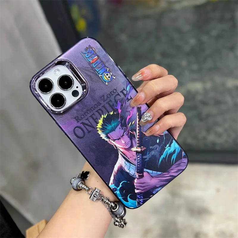 PBNDJVG 2 Custodie Per IPhone 16 Pro Max Con Personaggi Anime Zoro E Sun God Nika, TPU Antiurto, Protezione Lente, 01 - 2