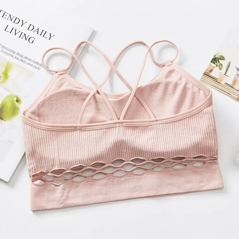 Hot Tube Top Woman Sexy Lingerie Female Fitness Top Cross Strap Seamless Underwear Active Bra Women's Intimates Set women lingerie bra,women tube tops