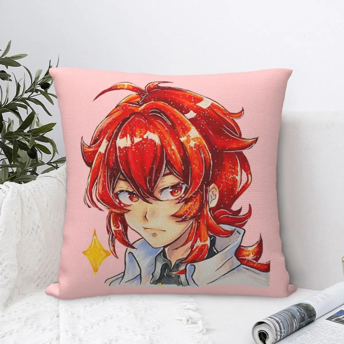

Diluc Pillowcase Pillow Case Cushion Cover Home Sofa Car Decorative Throw Pillow Pillowcases Square Anime
