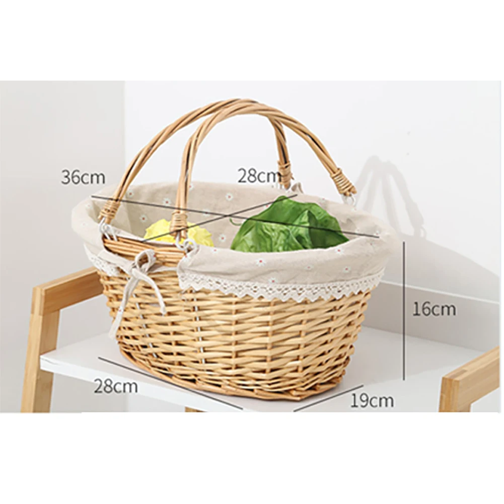 Hand-Woven Rattan Basket Picnic Fruit Tea Snack Sundries Flower Basket  Cosmetic Organizer Storage Box Household Kitchen Supplies - AliExpress