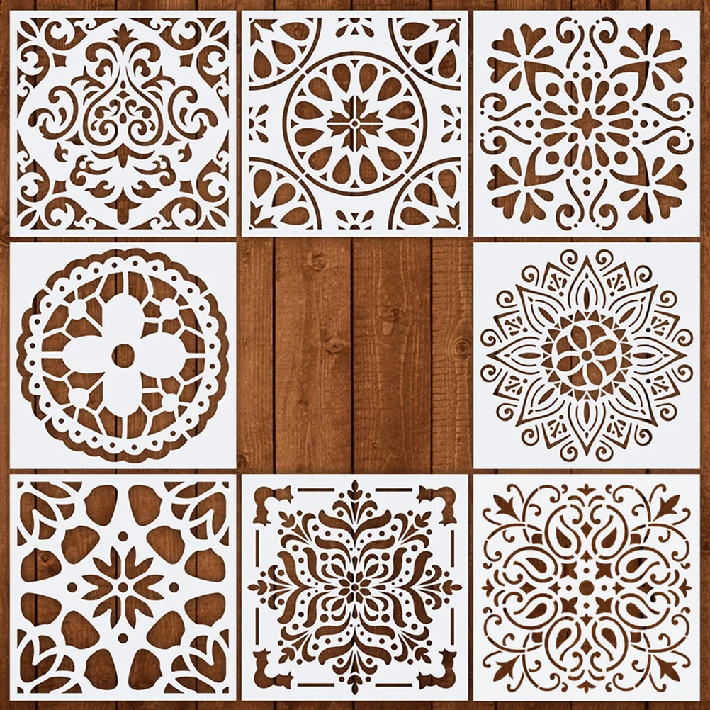 Reusable Stencils Set Hollow Out Mandala Painting Stencil Flower Drawing Stencil Floor Wall Tile Stencils Spray template mandala stencils template set dot painting hollow stencil for rock stone wall diy drawing art projects 36pcs