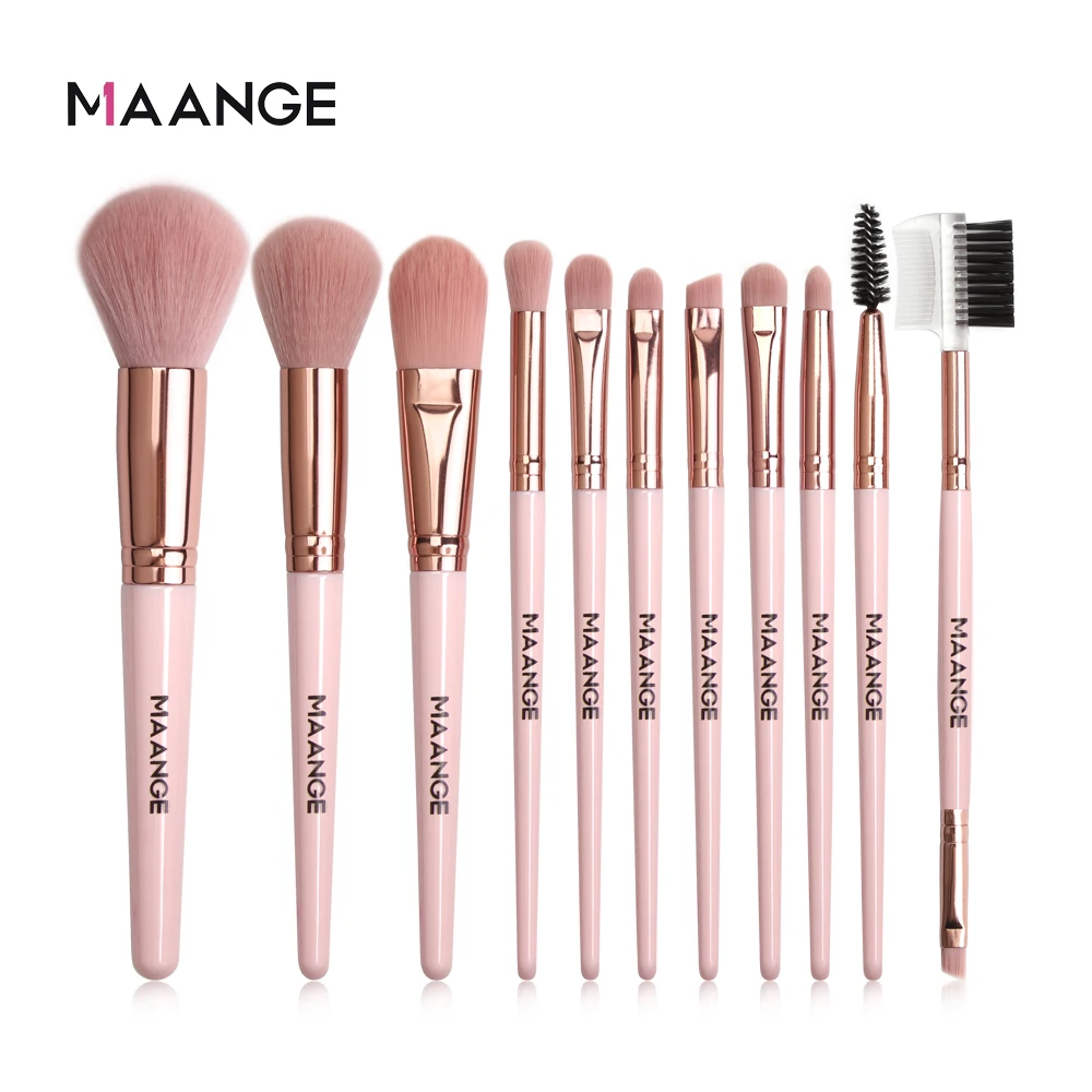 Maange Pennelli Trucco Pro Set Di Pennelli Rosa Ombretto In Polvere Miscelazione Eyeliner Ciglia Sopracciglio Trucco Bellezza Pennelli Cosmetici