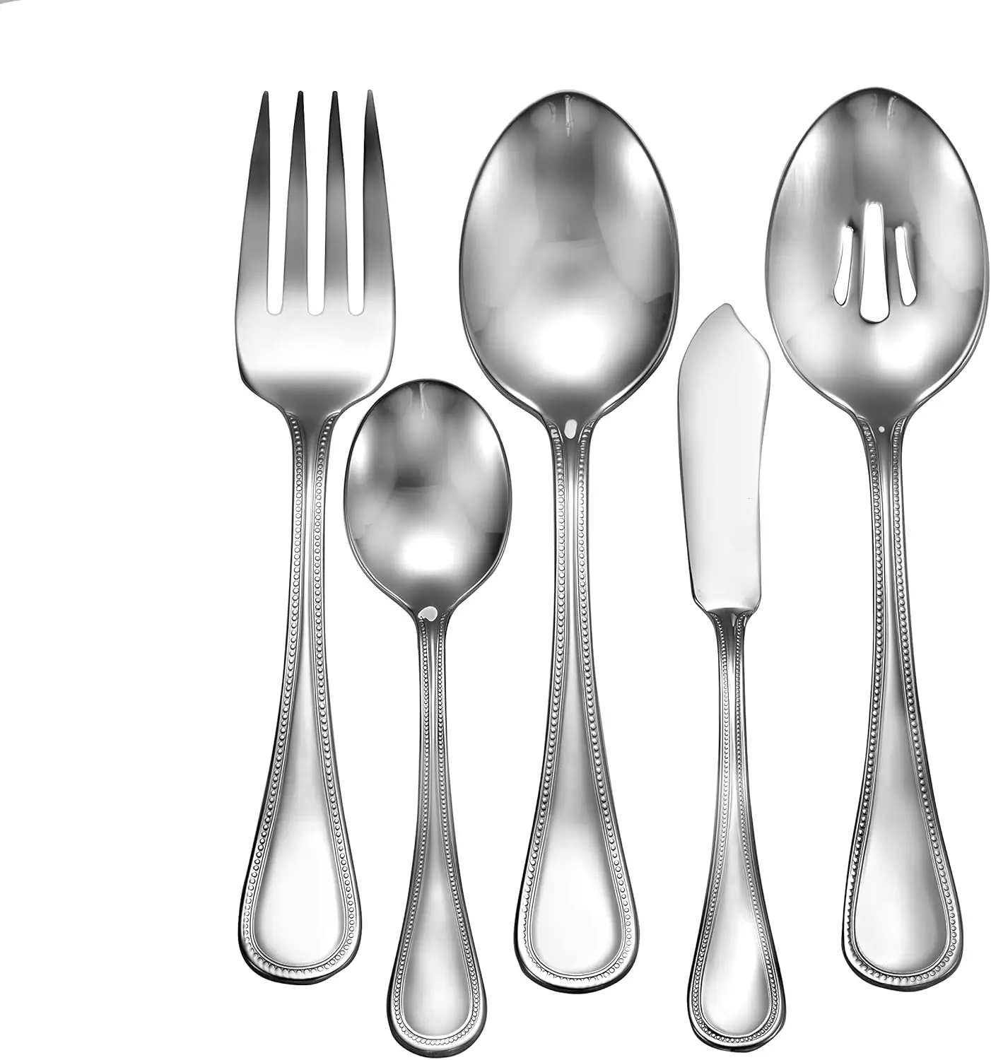 Pearl 45-piece 18/10 Flatware Set Service for 8 Includes Serving Pieces Silverware uses the highest quality stainless steel