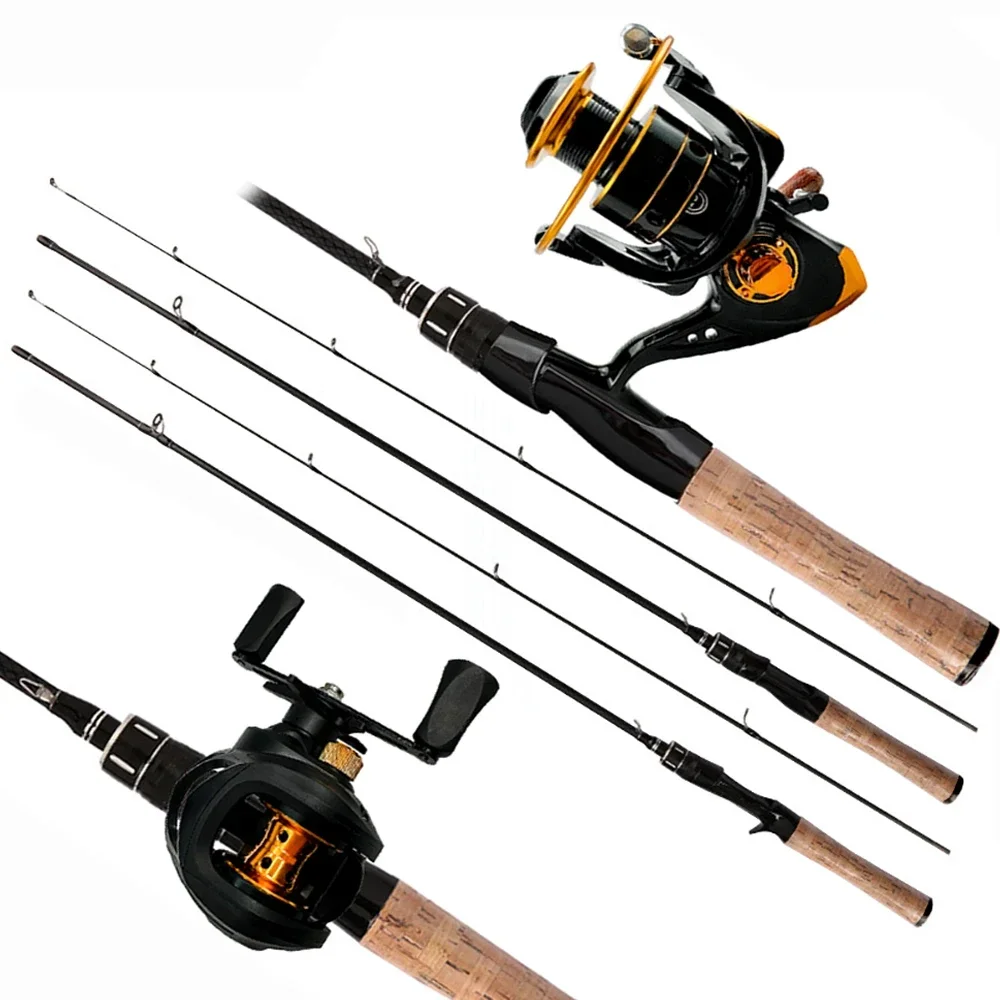 Lure Fishing Rod and 19+1BB Baitcasting Reel Carbon Fiber Travel Pesca Sets  Freshwater Fishing Combo 2 Sections Rods 168CM 180CM