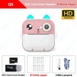 Kids Instant Print Digital Camera with 32GB Memory - 1080P HD Photo & Video (Q5 6Paper 32G)