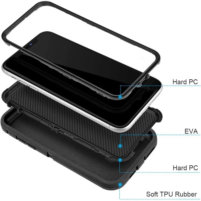ShockProof Defender Case for iPhone 16 15 14 13 12 11 Pro Max Plus 7 8 plus X XS MAX XR Armor Cover Case Holster 3