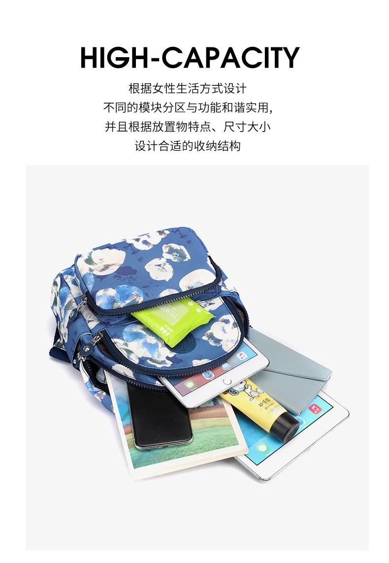 2022 Spring New Candy Color Ladies Backpack Waterproof Nylon Travel Backpack Young Girl School Bag Mobile Phones Bag Mochilas