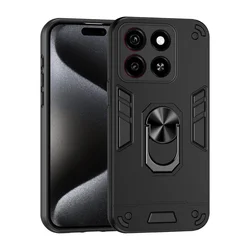 Heavy Duty Armor Car Holder Case with Metal Ring Stand and Camera Protection Cover for ZTE Axon 60 (Black)