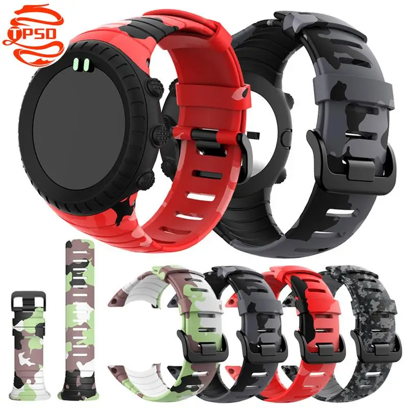 

Printed Silicone Watch Band Sport Rubber Replacement Bands Metal Clasp Wrist Strap Compatible For Suunto Core Smartwatch