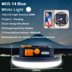 Rechargeable Powerful LED Camping Lantern with Magnetic Base and Portable Flashlight Function - Blue-MOS-14-W