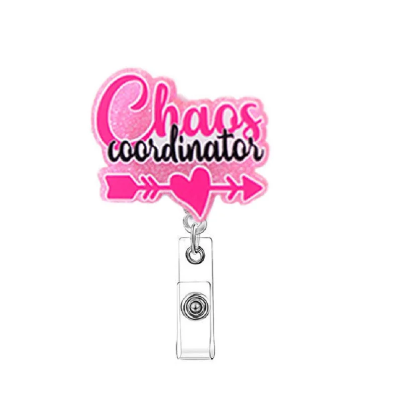 Cute Badge Reel Retractable ID Holder (3 Pack) – Pretty Marble Pink, Alligator Clip For Nurse, Office, Teacher