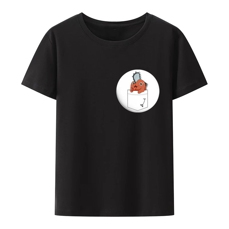

Japanese Anime Chainsaw Man T-shirts Chainsaw Pocket Graphic Print Y2k Clothes Funny Cartoon Unisex Short Sleeves T Shirt Top