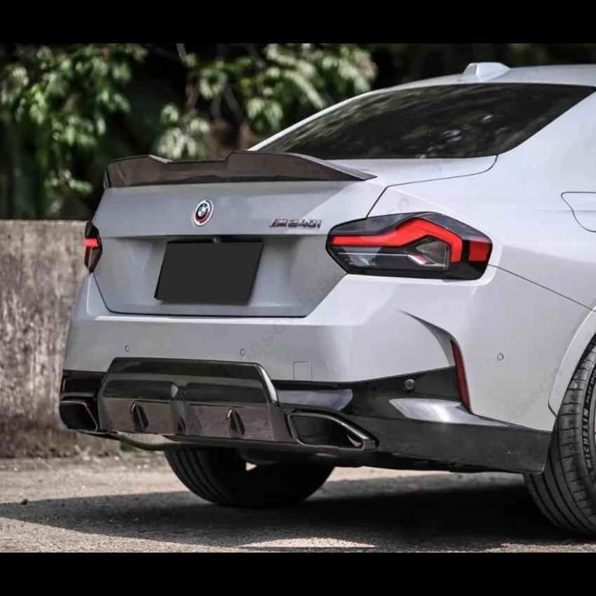 BMW 2 시리즈 G42 M240i M235i M 스포츠 2021-2025 바디킷용 LED 자동차 리어 범퍼 디퓨저 립 스포일러 글로스 블랙 액세서리