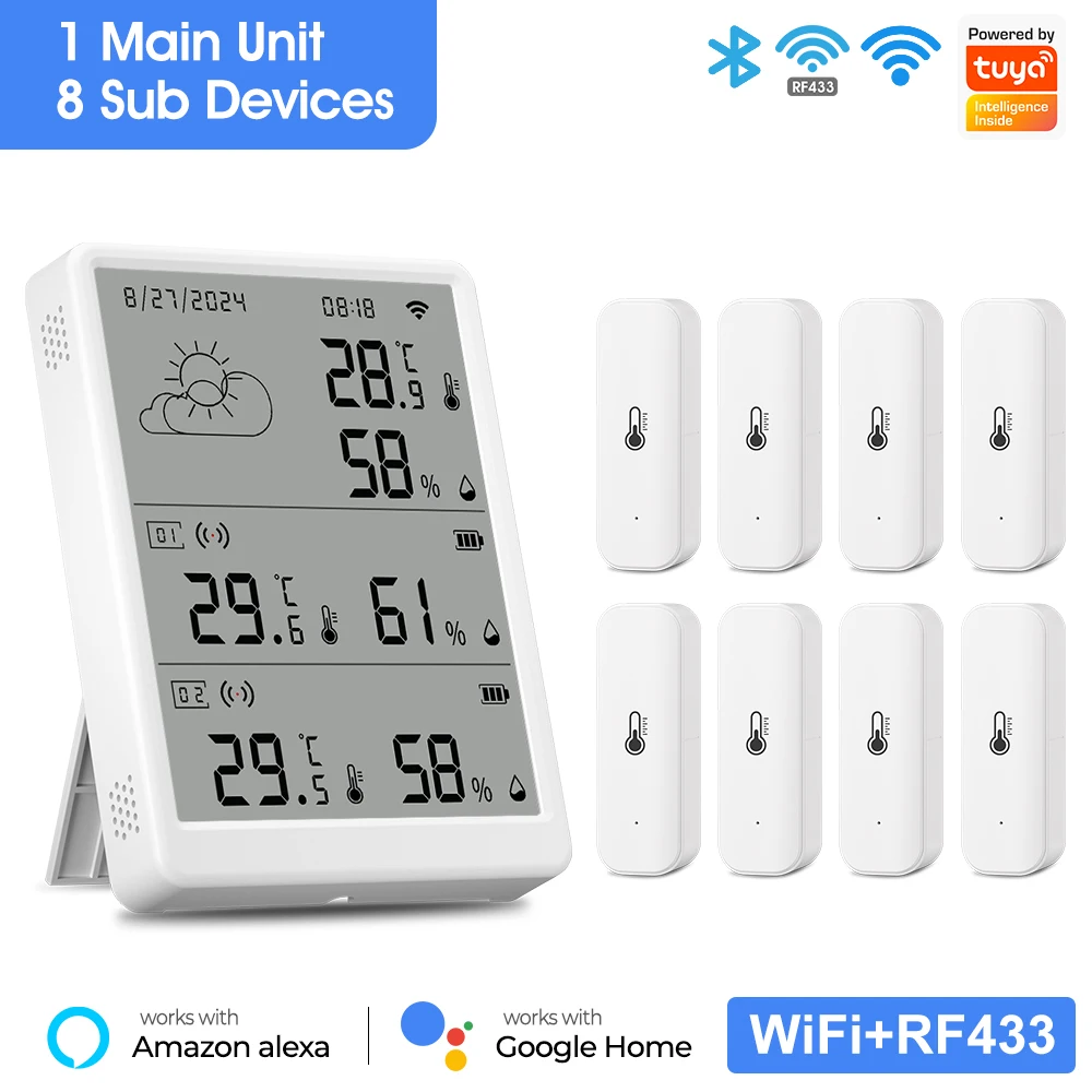 Tuya WiFi Weather Station Digital Thermometer Room Hygrometer RF433 Indoor thumbnail 1