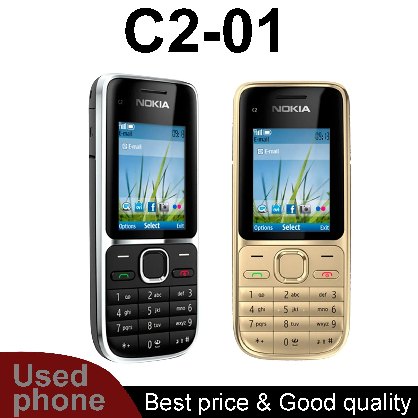 Original Unlocked C2 C2-01 2G 3G Mobile Cell Phone Hebrew English Keyboard Made in Finland Unlocked Free shipping used phone