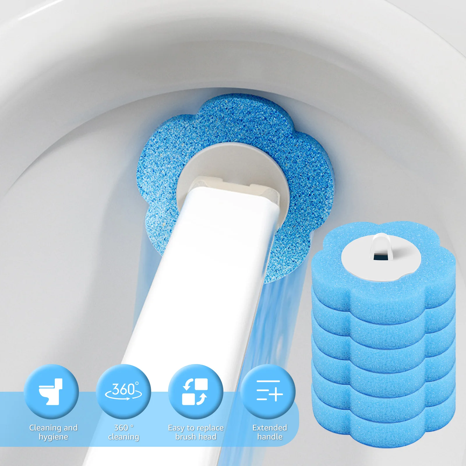 Toilet Brush Disposable Replacement Head Cleaning Kit