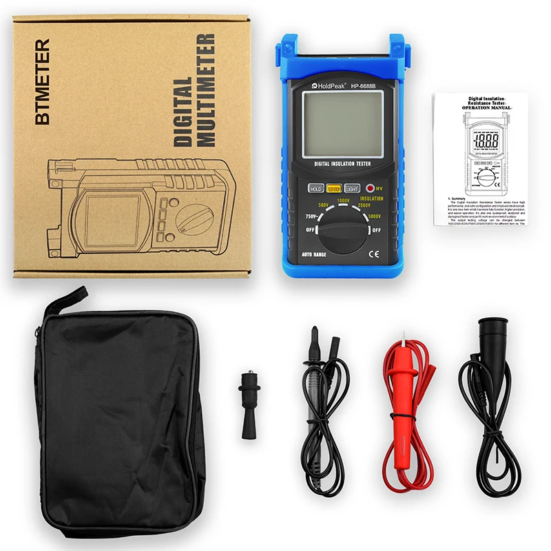 HoldPeak HP-6688B Insulation Resistance Tester New Arrival High Quality Digital 5000V Insulated Portable Tester Megohmmeter images - 6