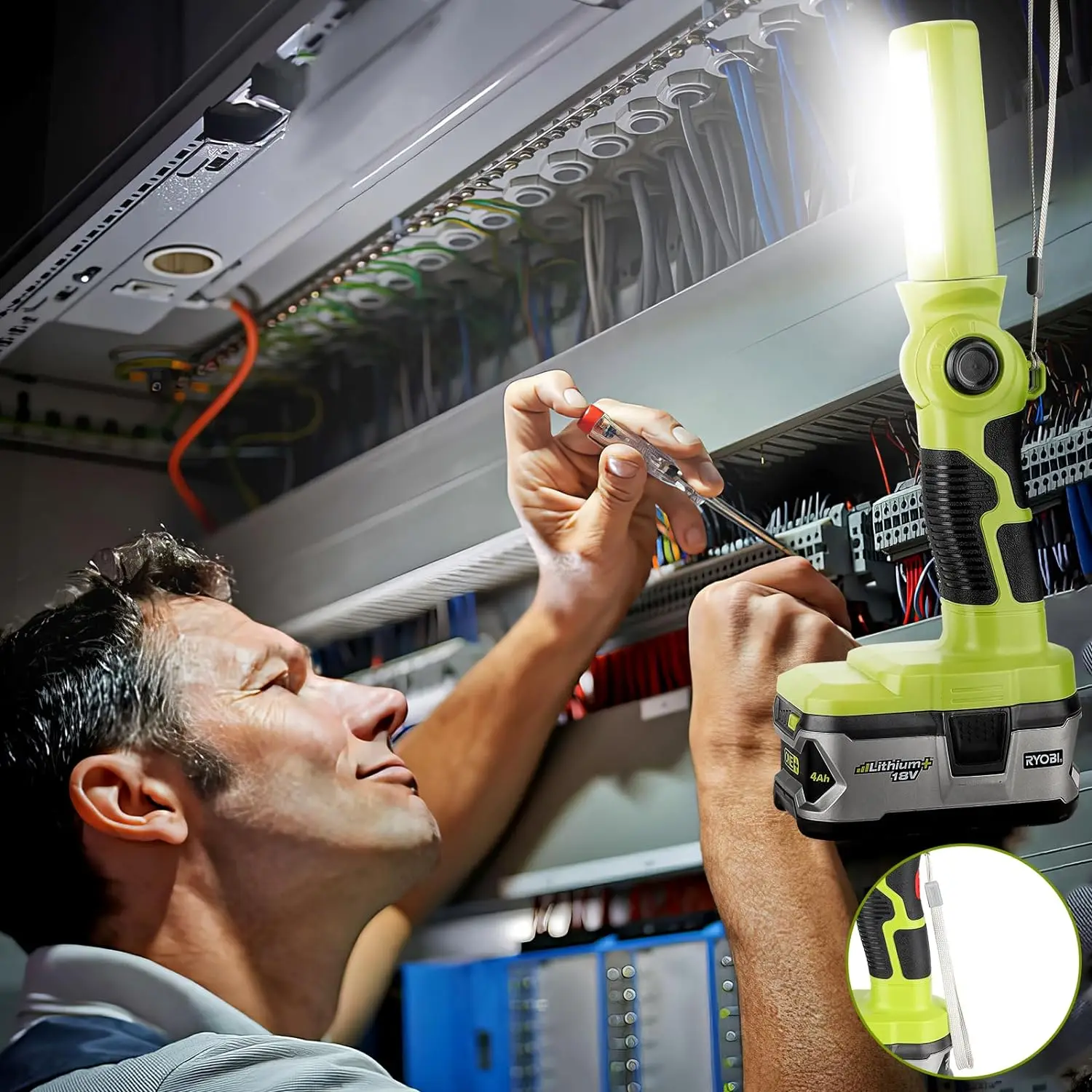 Cordless Flashlight for Ryobi 18V Li-ion Battery LED Work Light Hand Work Light