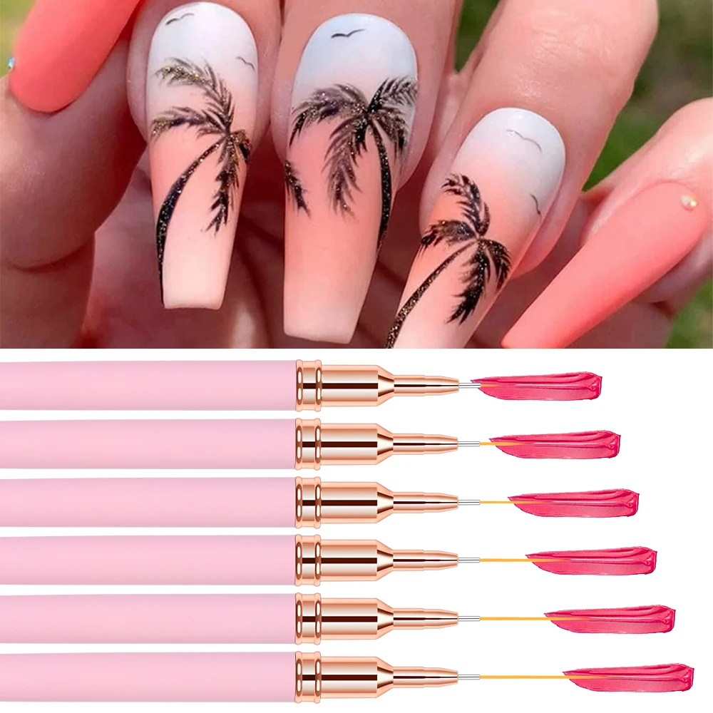 6pcs UV Gel Nail Art Liner Brush Set