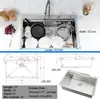33x22 Drop in Kitchen Sink with Waterfall Faucet Single Bowl 16 Gauge Stainl 6