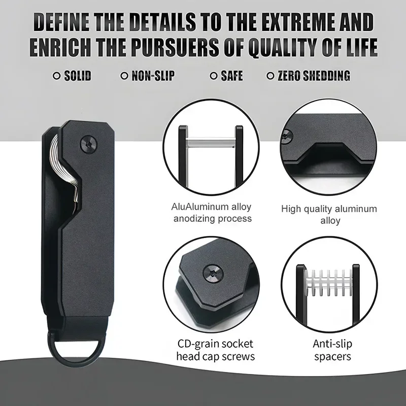 Key Organizer Compact Holder Metal Key Chain Minimalist Case Holder for Keychain Secures 1-5 Keys