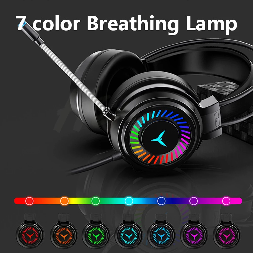 Gaming Headsets Gamer Headphone 7.1 Surround Sound Stereo Wired Earphones  USB Mic Colourful Light For PS4 PC Laptop Game Headset