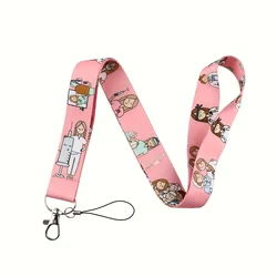 Nurse - Themed Decorative Lanyard with Embossed Design - Secure and Convenient ID Card and Key Holder for Healthcare Professionals (Rose Red)