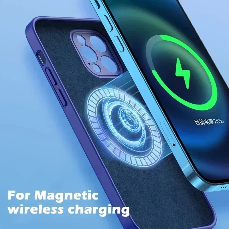 Liquid Silicone Shockproof Phone Case with Magnetic Wireless Charging Compatibility