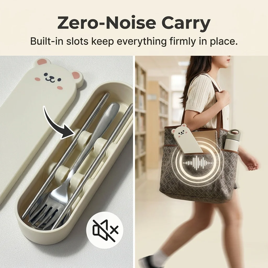 Premium Stainless Steel Cutlery Set with Organizer and Bear Case - Ideal