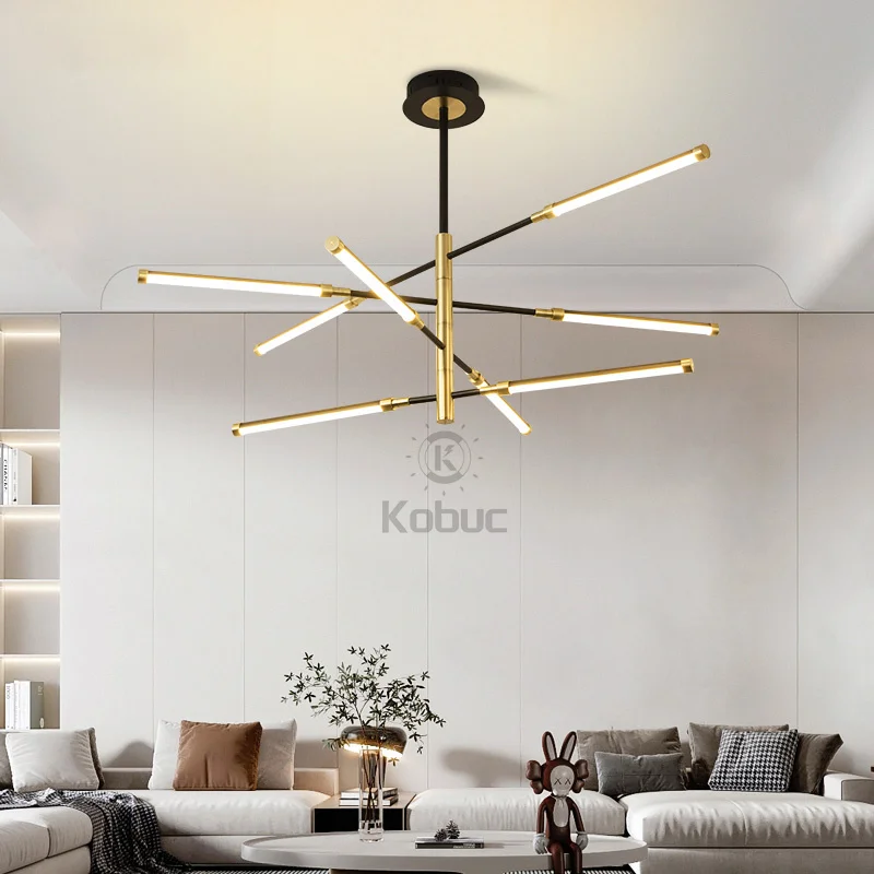 

Kobuc Modern LED Chandeliers Black for Living Room Bedroom Kitchen Home Hanging Ceiling Pendant Lamp Interior Lighting Fixture