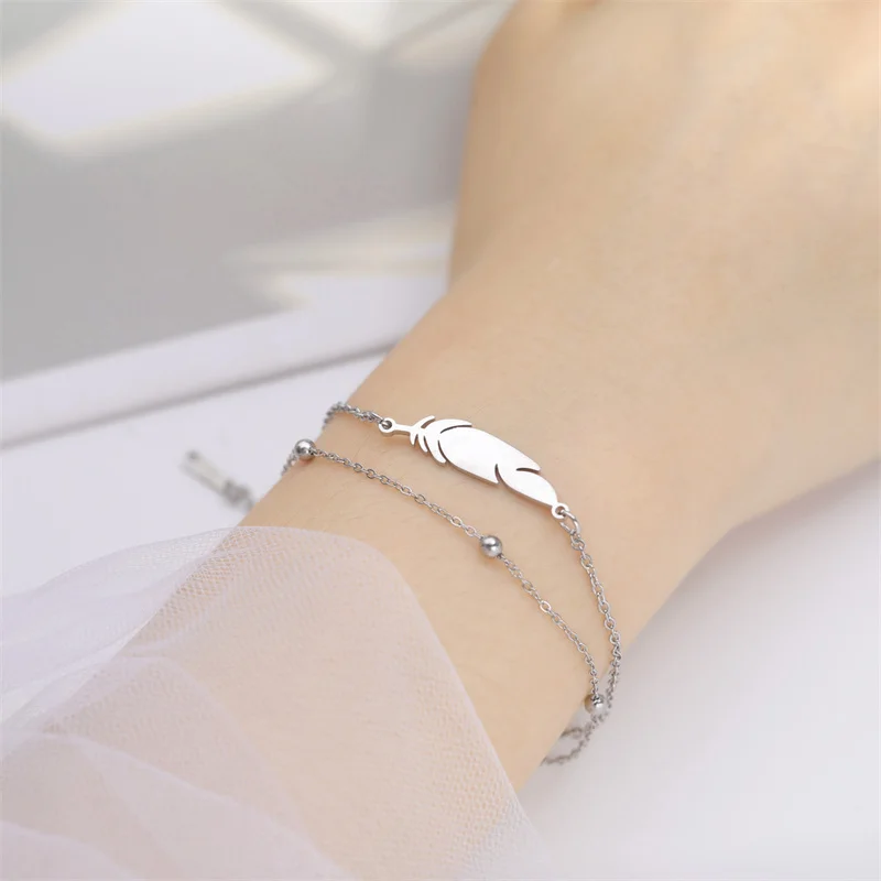 Edelstahl-Armband, Mama-Buchstabe, Charm-Armband für Frauen, Feder, unendlich, mehrschichtige Perlenketten, Schmuck, Liebhaber, Mutter, Geschenke – Detail 7