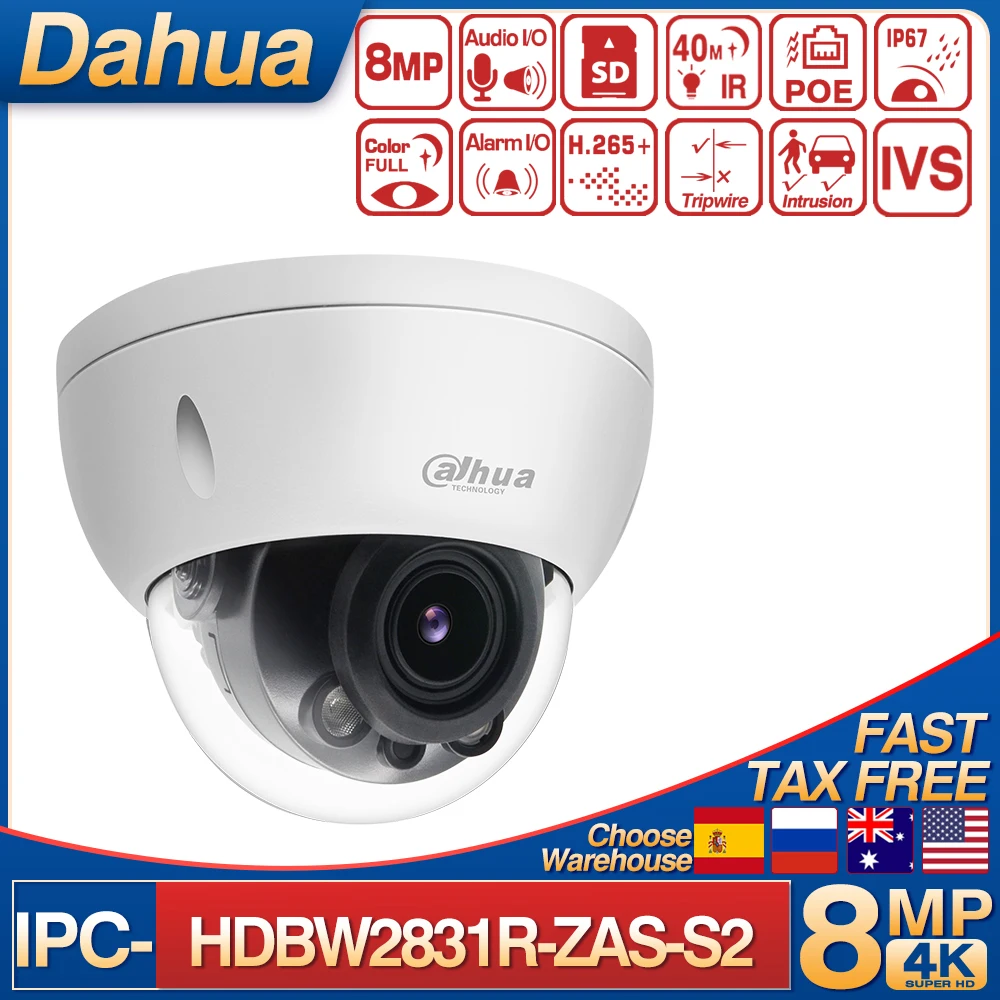 Dahua 8MP 4K 5X Zoom POE IP Kamera IPC-HDBW2831R-ZAS-S2 SD Kart